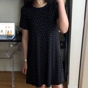 Loft Black & White Polka Dot T-shirt Dress Small